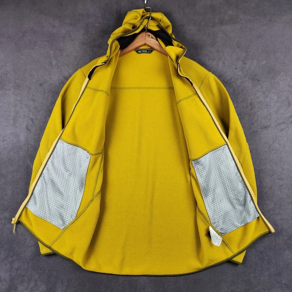 Arcteryx Fortrez Hoody‎ Mens Medium Mustard Yellow Full Zip Fleece Jacket 18090